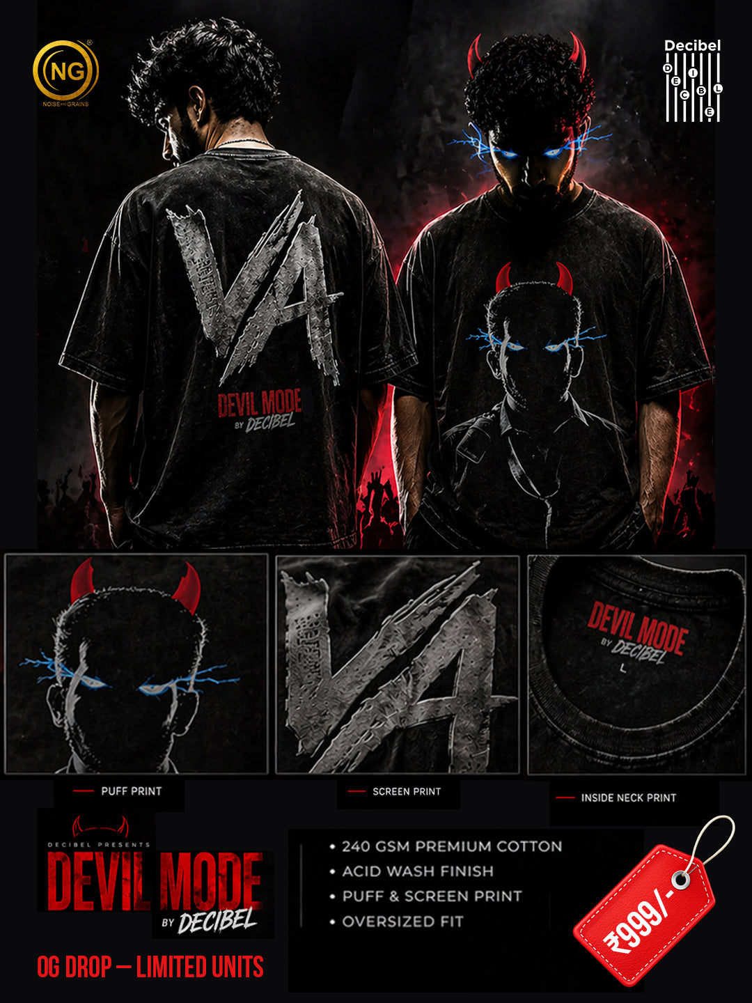 😈 Devil Edition 😈 - Acid wash Oversize Tee